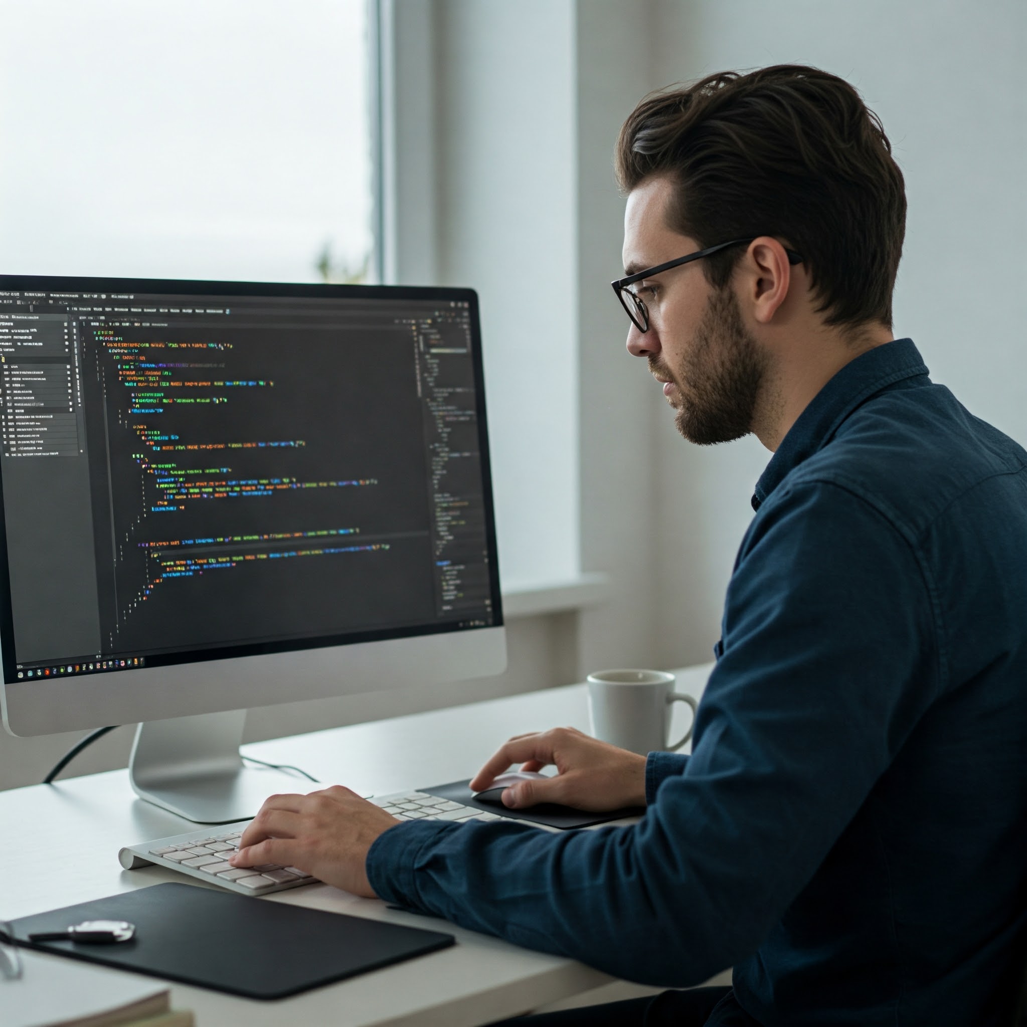 Developer implementing accessibility fixes to website code